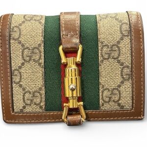 Gucci Jackie 1961 monogram wallet red and green stripes